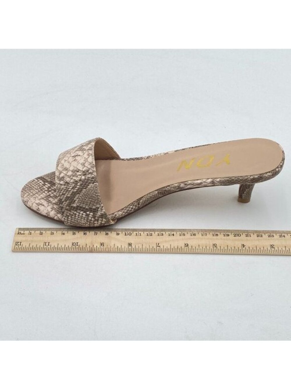 YDN Snakeskin Comfy Kitten Heel Mules Slip on Clog Sandals Open Toe Dress Shoes